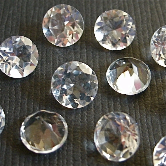 SALE Faceted Gemstones Topaz White Clear Checkerboard Cut 6mm