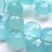 Semi Precious Gemstone Briolettes Chalcedony Teal Faceted Heart 9-12mm FOR FOUR