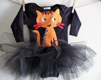 HALLOWEEN CAT Onesie Tutu- Cat Tutu - Infant Halloween Costume - Halloween Tutu - Black Cat Tutu - Black Cat Costume - Babys first Halloween