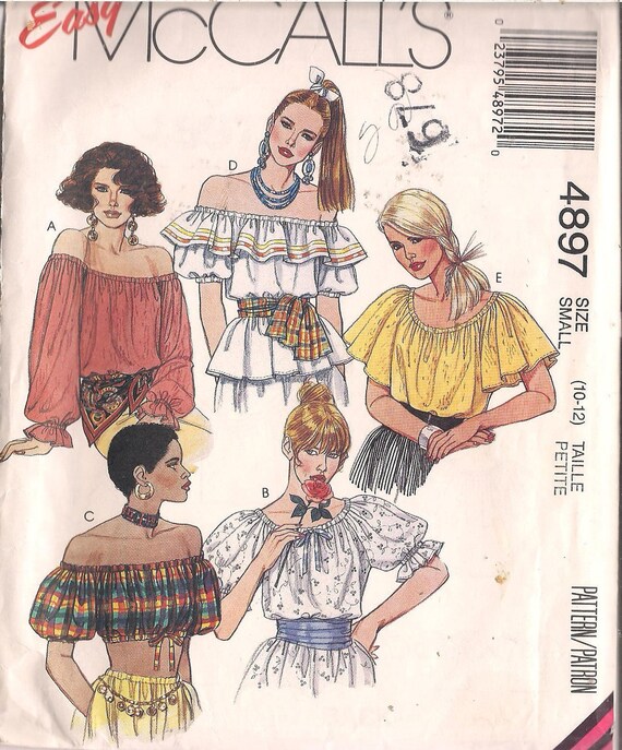 Peasent Top Gypsy Raglan Off Shoulder Sewing pattern Womans