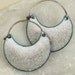 White to Grey - Copper Enamel Earrings - Deep Cut Large Crescent