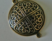 5 Vintage Celtic Circle Connectors. BRASS.  5 8ths x 7 8ths inch. Strong and great detail.