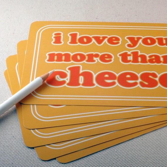 Funny Postcard Set - I Love You More Than Cheese Postcards - Valentines by Oh Geez Design