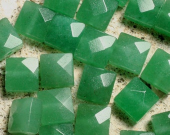 Green aventurine faceted square 8x8mm, 6 pcs (L0206GAFS)