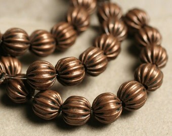 SALE Antique copper corrugated round 6mm, 14-inch strand (item ID YWACHM00123)