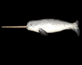 Whales, Narwhal 3 ft. Hand Carved by Gary Borgnis