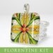 Make 6 Square Glass Pendants with Gorgeous Florentine Papers. Deluxe DIY kit with supplies and Handmade By Me Glass Squares.