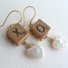 X's and O's - HUGS and Kisses - Vintage Mini Scrabble Tile Earrings