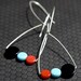 P O R T E R N E S S Sterling Silver Red, Black and Blue German Vintage Glass Earrings