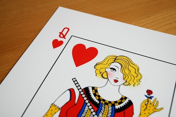 Queen of Hearts playing card archival print
