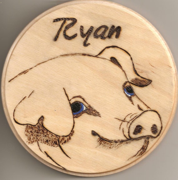 Set of 2 Original Wood Burned Pig Signs Personalized by pigatopia