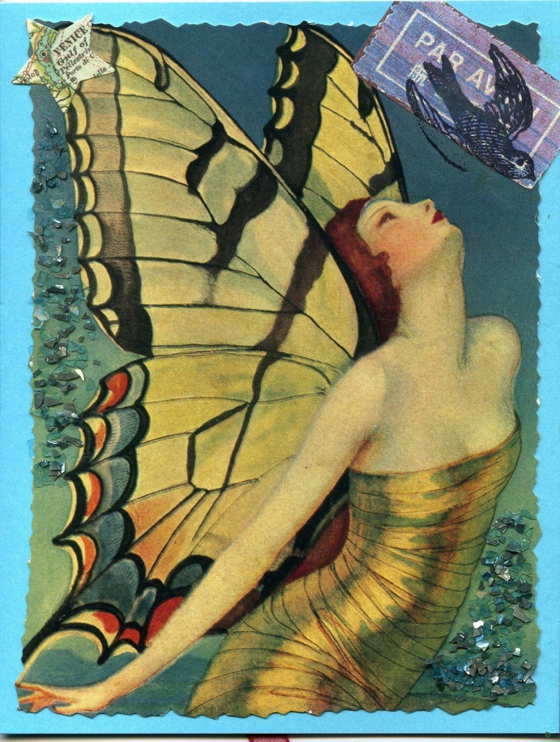 Art deco fairy with butterfly wings