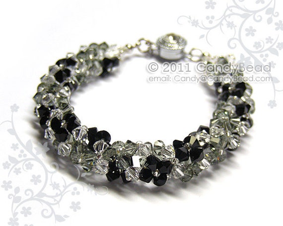 Swarovski bracelet Luxurious Black Floral Swarovski Crystal