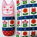 Original 70s Scandinavian fabric handmade cat toy plush softie by Jane Foster