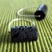 Sterling Silver Swing Hoop Earrings (Black lava rock)