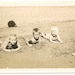 Unique Rare Vintage Photograph of Two Sisters and Their Brother Playing on the Beach 1940s 1950s Summer Time Fun
