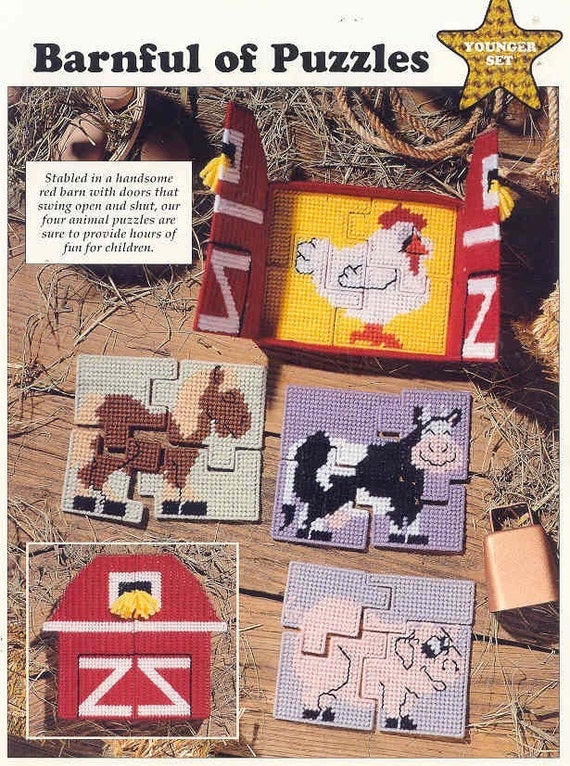 BARNFUL OF PUZZLES plastic canvas pattern by puddinpop on Etsy