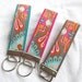 Keychain Wristlet Key fob - Cabana Blooms Paisley Damask in Gray - Choose Fuschia, Dark Teal or Charcoal Webbing