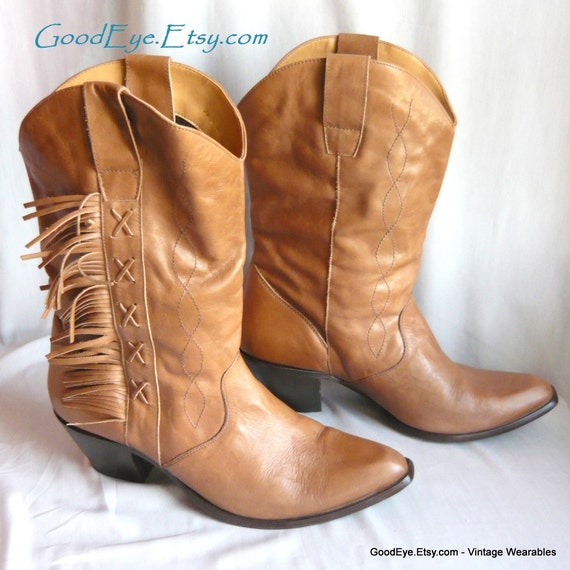 Vintage Durango Leather Fringe Boots size 11 Euro 43 UK 8