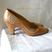 Vintage Maud Frizon NAILHEAD Pumps 8 .5M Eu 39 UK 6 Italy Leather 1980s Taupe