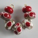 Tan red and ivory lampwork beads-handmade glass beads-loose beads