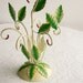 Metal Tole Painted Cup Holder Leaves Italy