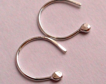 Simply Irresistible Tiny Sterling Silver Bud Open Hoop Earrings