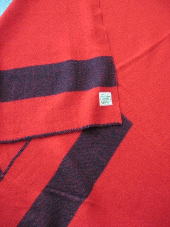 Red Wool Blanket Black Stripe Horn Bros Canada SALE