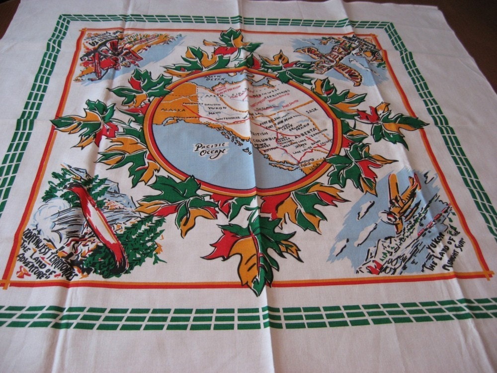 Souvenir Tablecloth Map of Western Canada