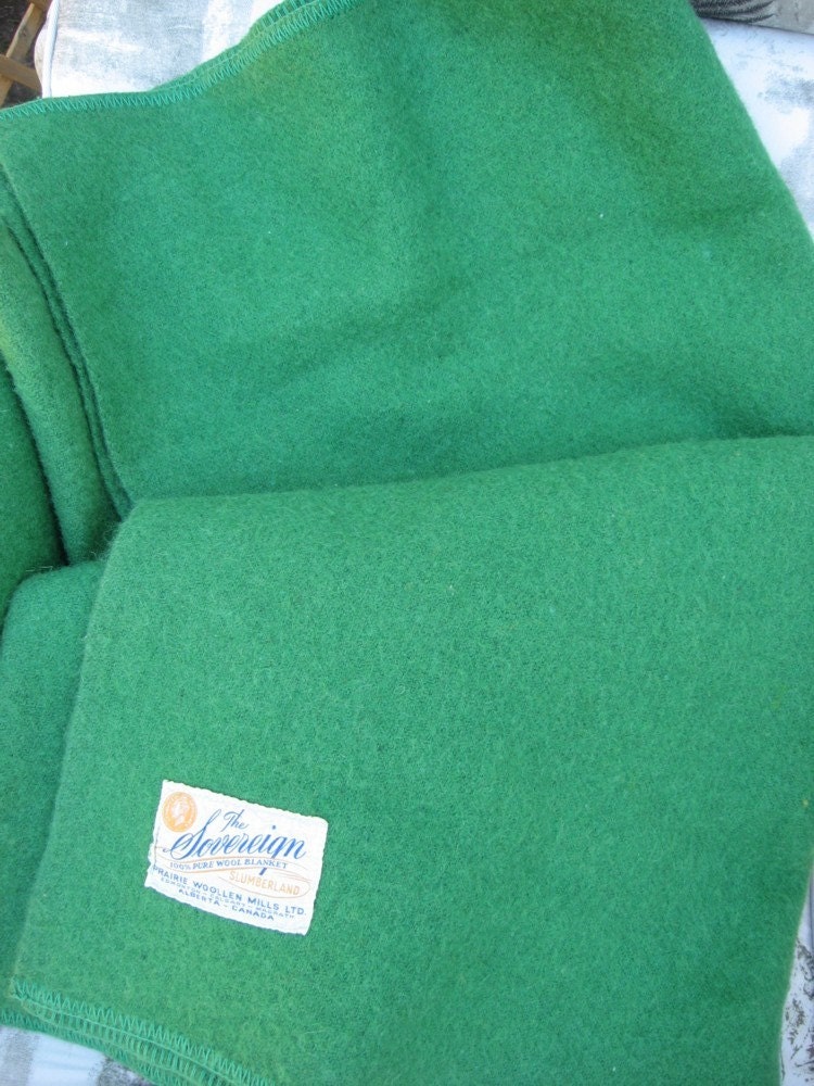 Green Wool Blanket Alberta Prairie Woolen Mill Sovereign
