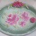 Hand Painted Magnetic Tray Sage Green Pink Roses ECS