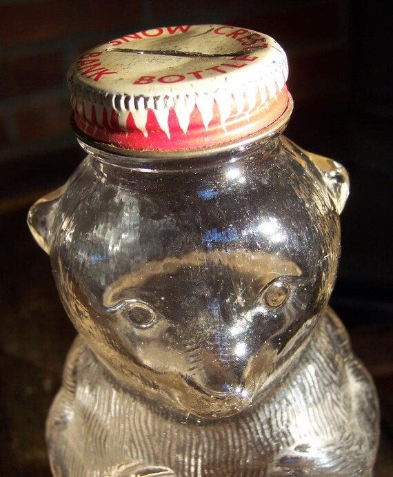 SALE Vintage 1950s Snow Crest Bear Bank Syrup Bottle