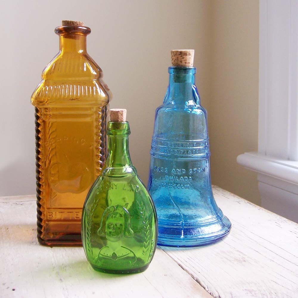 3 LARGE Vintage Wheaton Bottles