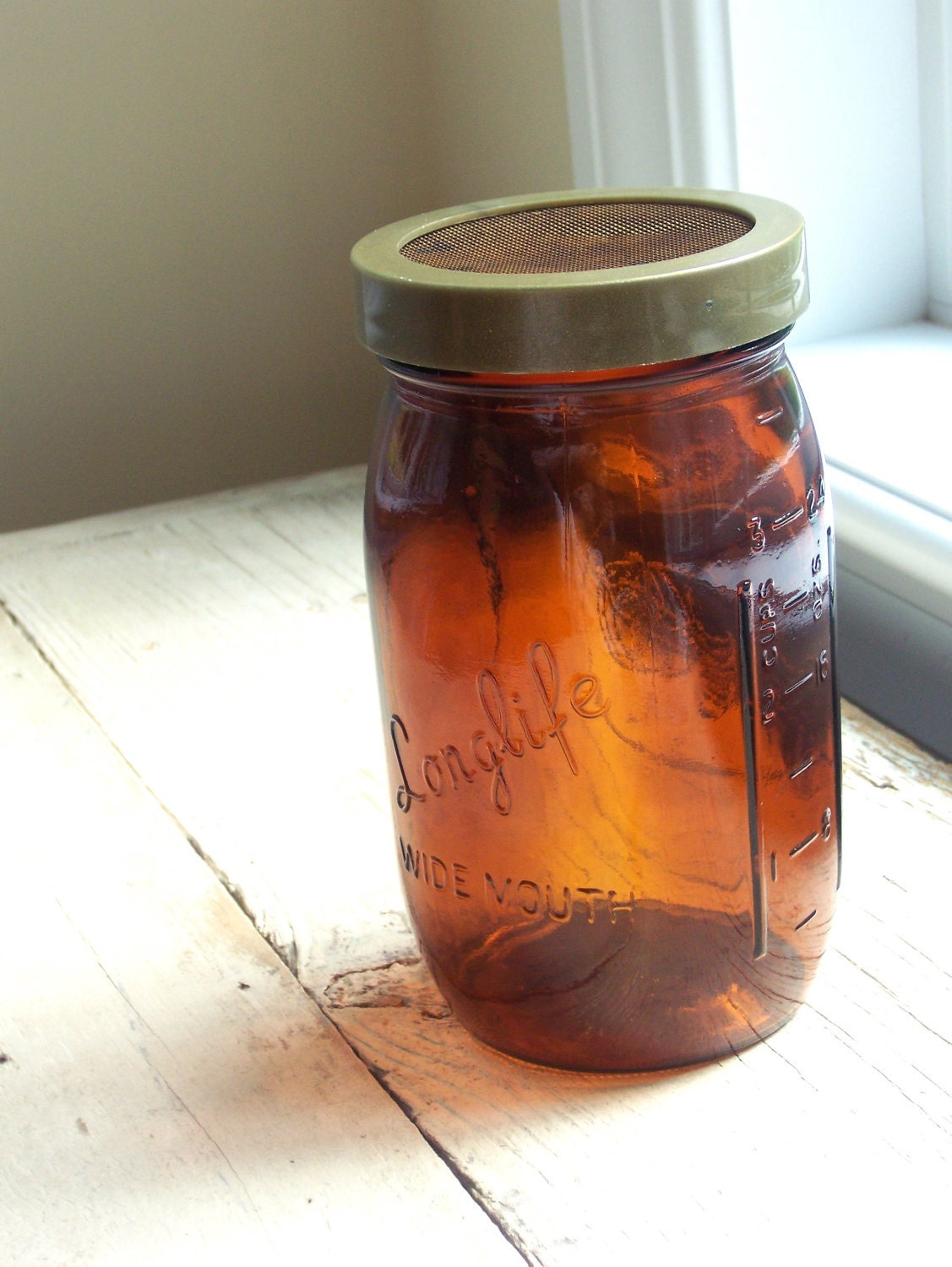 Vintage Amber Longlife Sproutmaker Quart Mason Jar