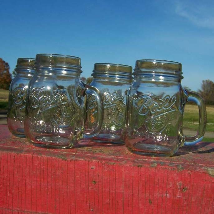 Four Vintage Ball Pint Mason Drinking Jars With by cattales