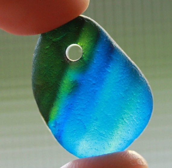 Drilled Sea Glass Multicolor piece by BorealisSeaGlass on Etsy