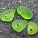 Drilled Sea Glass, 4 pcs Lime green