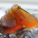 Drilled Sea Glass, 2 amber pendant pcs