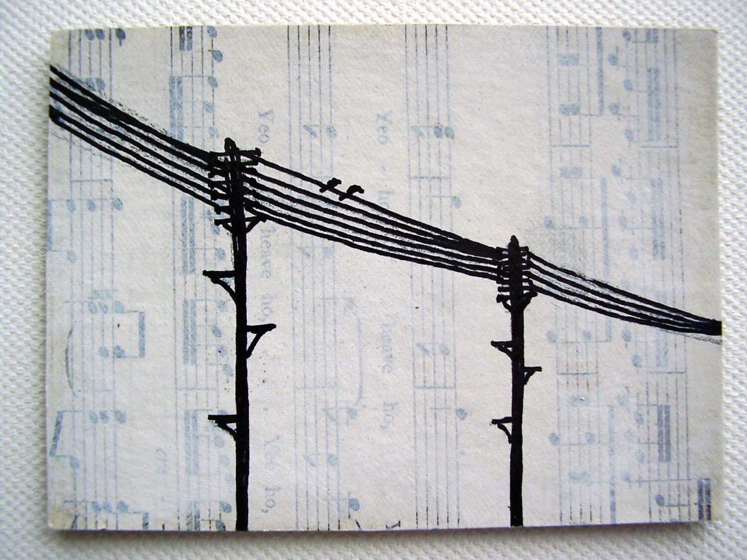 The Telegraph Wires II Original ACEO ATC