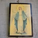 vintage 1950s wooden Virgin Mary on snake wooden wall plaque