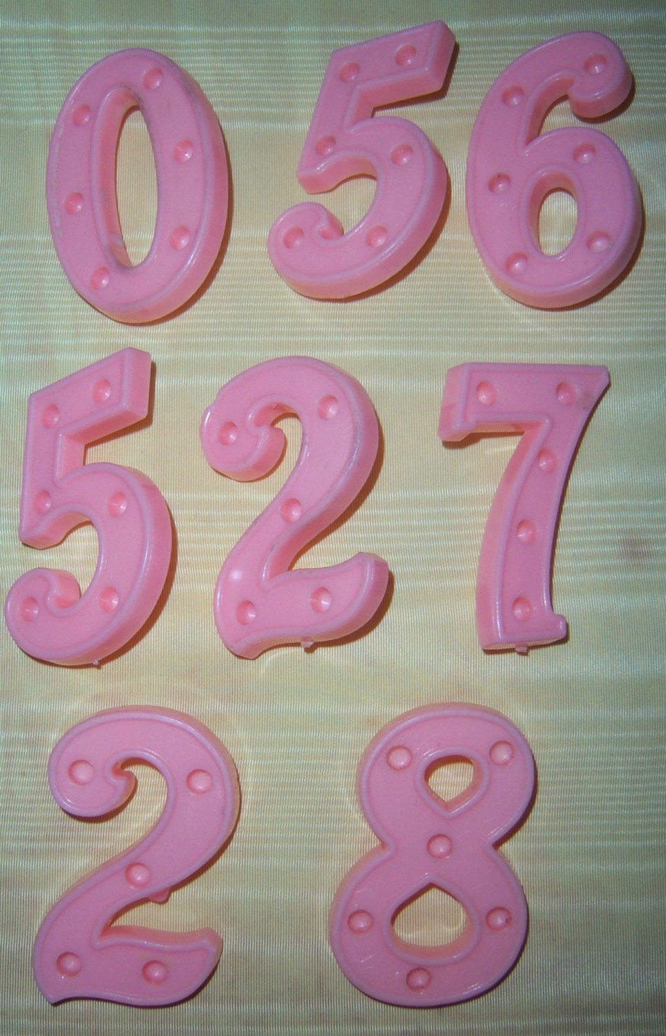 Vintage Pink Plastic Cake Numbers Cake Decorations