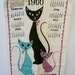Vintage RARE 1966 Retro Calendar Towel with Cool Cats