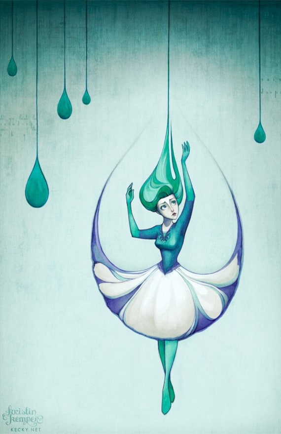 Items similar to Raindrops - 10x15 Fantasy Art Print Signed on Etsy