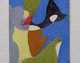 Abstract painting, ACEO original, miniature art