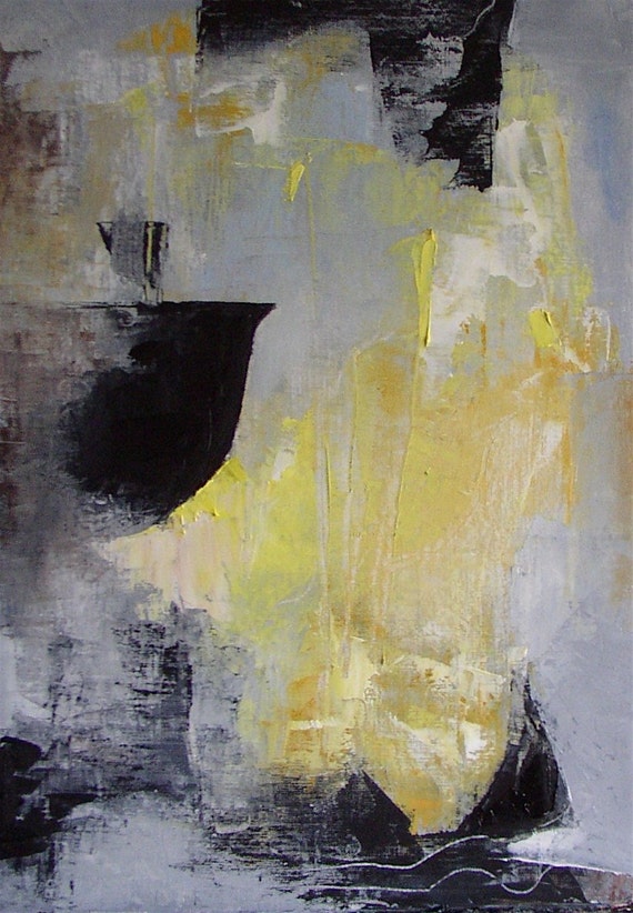 Abstract painting yellow grey black white Steam
