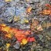Abstract landscape painting, small, "Crunchwood", autumn woodland fallen leaves, 12 by 10 inches