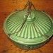 Vintage Green Baking Dish With Lid and Carrier