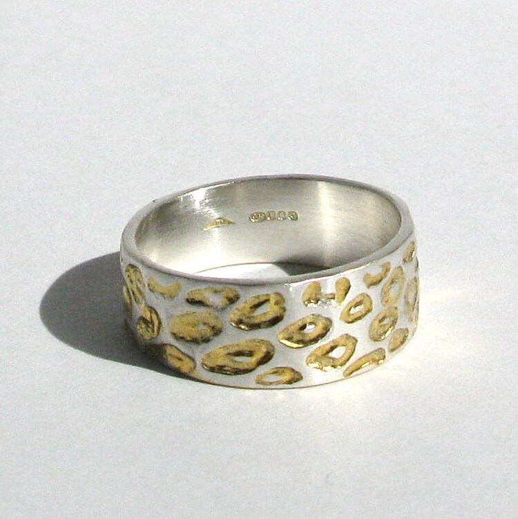 Wide Leopard Ring with Gold Detail by SteveRileyJewelry on Etsy