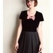 Vintage 90s Black Bow Baby Doll Dress Velvet Reconstruction Handmade