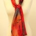 Silk scarf - Hand painted Red/Orange/Black/Green Abstract design